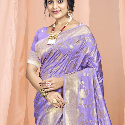 Lilac Silk Saree With Blouse Piece