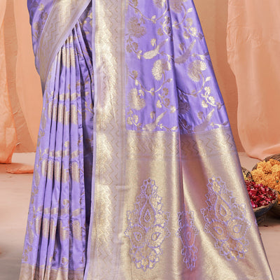 Lilac Silk Saree With Blouse Piece