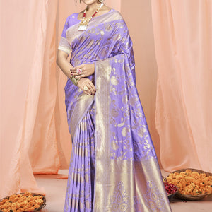 Lilac Silk Saree With Blouse Piece