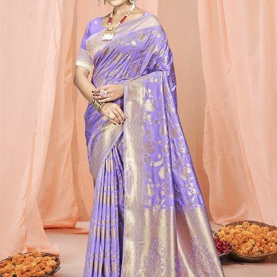 Lilac Silk Saree With Blouse Piece