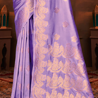 Lilac Silk Saree With Blouse Piece