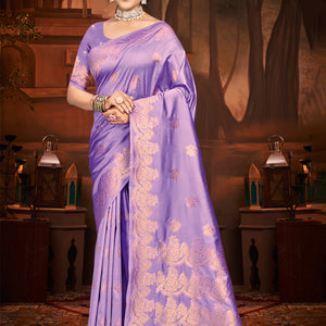 Lilac Silk Saree With Blouse Piece