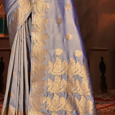 Lavender Silk Saree With Blouse Piece