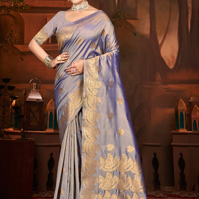 Lavender Silk Saree With Blouse Piece