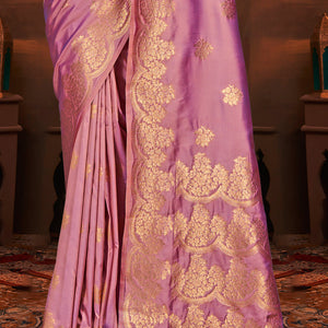 Pink Silk Saree With Blouse Piece