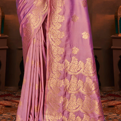 Pink Silk Saree With Blouse Piece