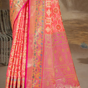 Pink Silk Saree With Blouse Piece