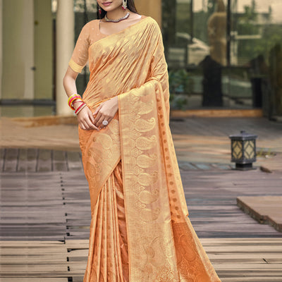 Orange Silk Saree With Blouse Piece