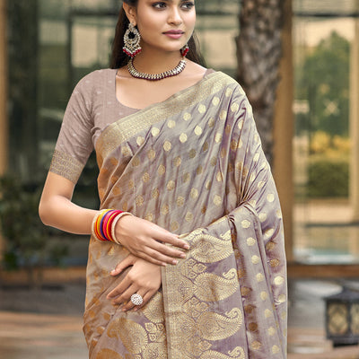 Pink Silk Saree With Blouse Piece