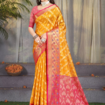 Yellow Silk Saree With Blouse Piece