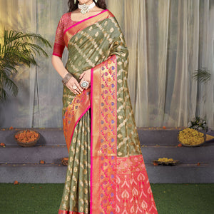 Grey Silk Saree With Blouse Piece