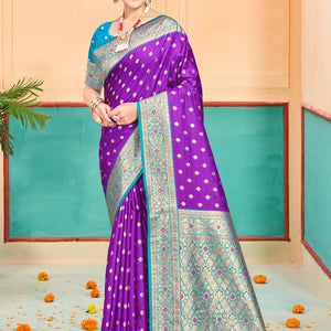 Purple Silk Saree With Blouse Piece