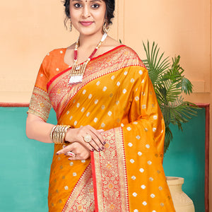 Mustard Silk Saree With Blouse Piece