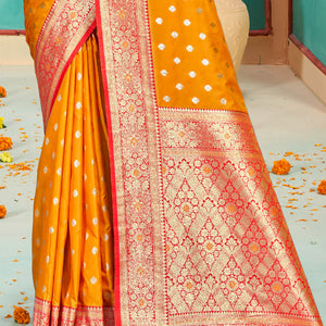 Mustard Silk Saree With Blouse Piece