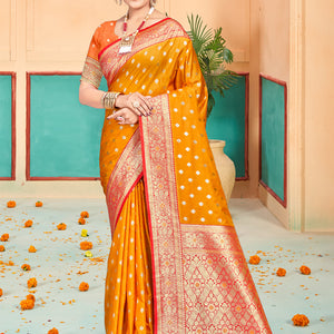 Mustard Silk Saree With Blouse Piece
