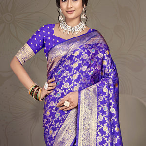 Lavender Silk Saree With Blouse Piece