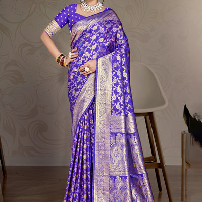 Lavender Silk Saree With Blouse Piece
