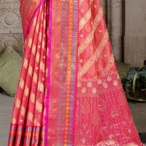 Pink Silk Saree With Blouse Piece