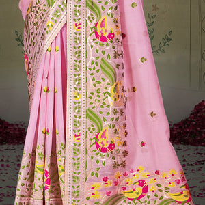 Pink Cotton Saree With Blouse Piece