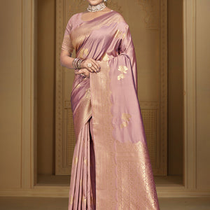 Pink Silk Saree With Blouse Piece
