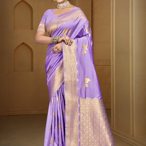 Lilac Silk Saree With Blouse Piece