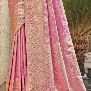 Pink Silk Saree With Blouse Piece
