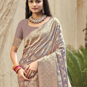 Pink Silk Saree With Blouse Piece