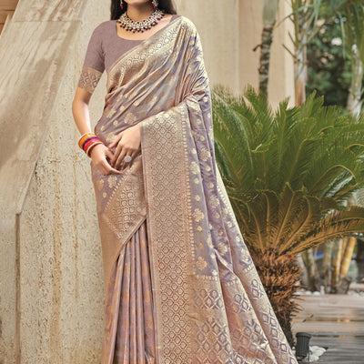 Pink Silk Saree With Blouse Piece