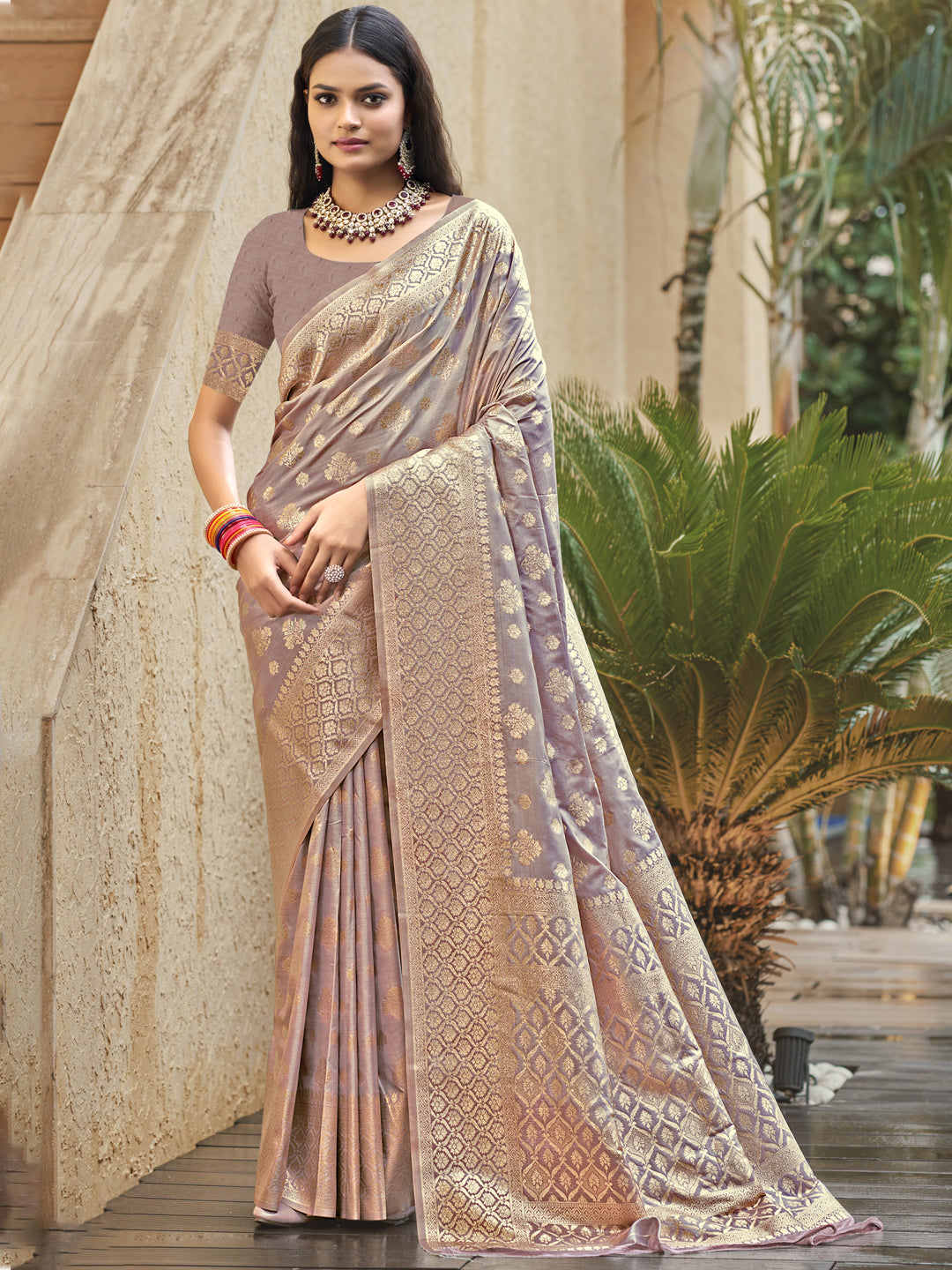 Pink Silk Saree With Blouse Piece