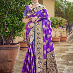 Lavender Silk Saree With Blouse Piece