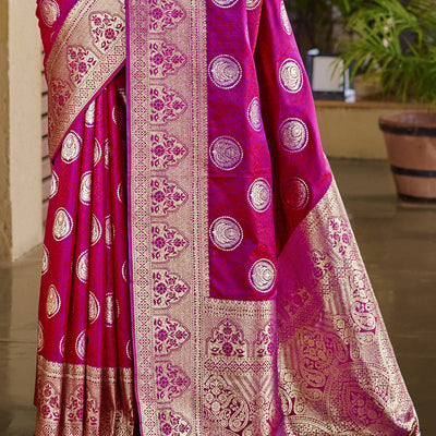 Pink Silk Saree With Blouse Piece