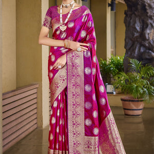 Pink Silk Saree With Blouse Piece
