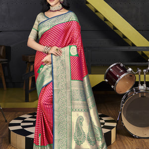 Pink Silk Saree With Blouse Piece