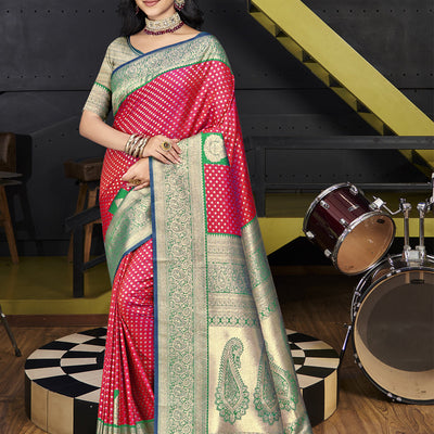 Pink Silk Saree With Blouse Piece