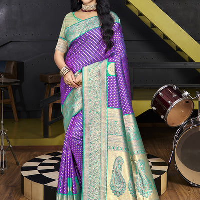 Purple Silk Saree With Blouse Piece