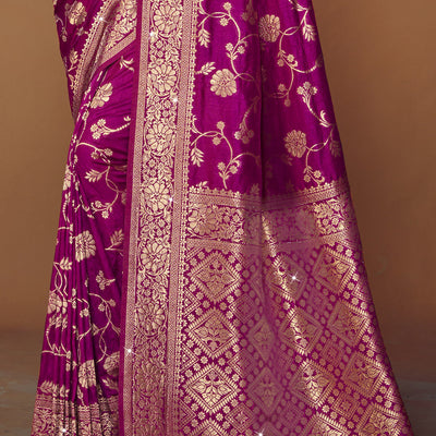 Purple Silk Saree With Blouse Piece