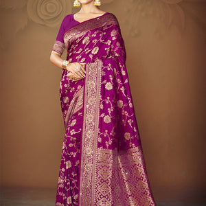 Purple Silk Saree With Blouse Piece