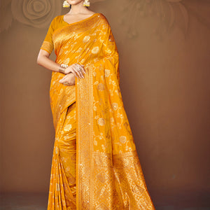 Orange Silk Saree With Blouse Piece