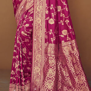 Magenta Silk Saree With Blouse Piece