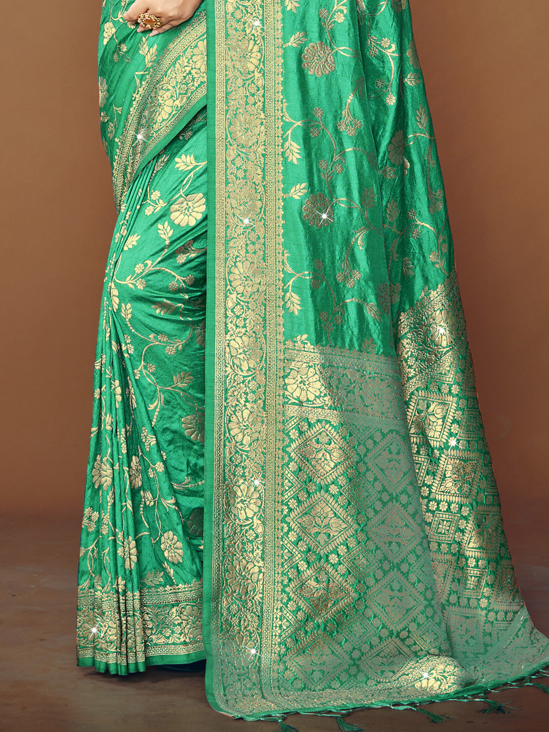 Teal Silk Saree With Blouse Piece
