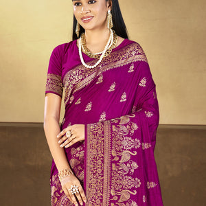 Purple Silk Saree With Blouse Piece