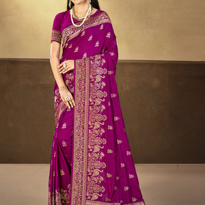 Purple Silk Saree With Blouse Piece