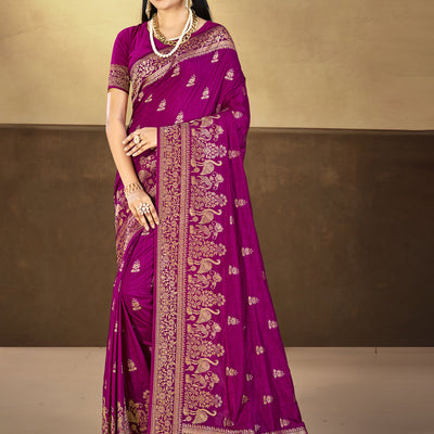 Purple Silk Saree With Blouse Piece