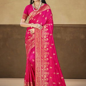 Pink Silk Saree With Blouse Piece
