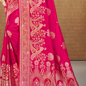 Pink Silk Saree With Blouse Piece