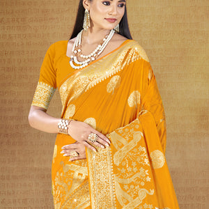 Mustard Silk Saree With Blouse Piece