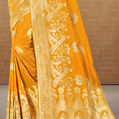 Mustard Silk Saree With Blouse Piece