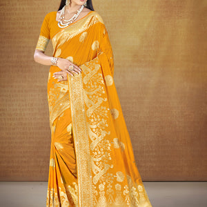 Mustard Silk Saree With Blouse Piece