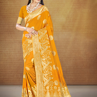 Mustard Silk Saree With Blouse Piece