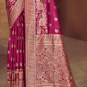Magenta Silk Saree With Blouse Piece